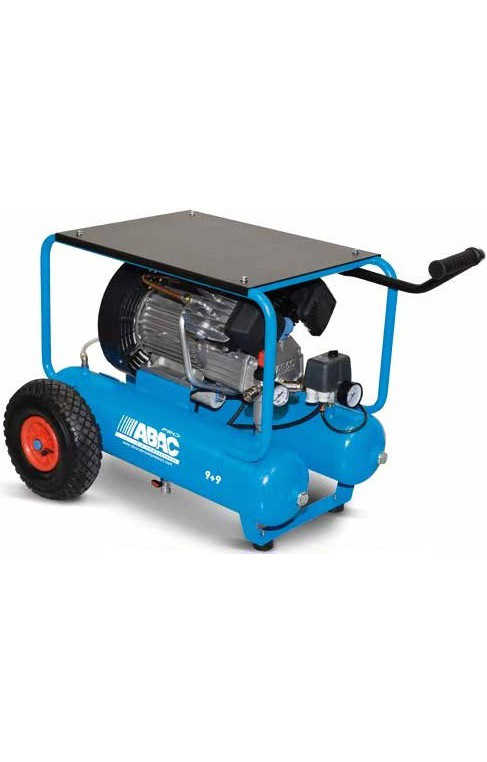 Abac Compresseur 9+9L 3CV Entraînement Direct, Bi-Cylindre En V, Vitesse Lente